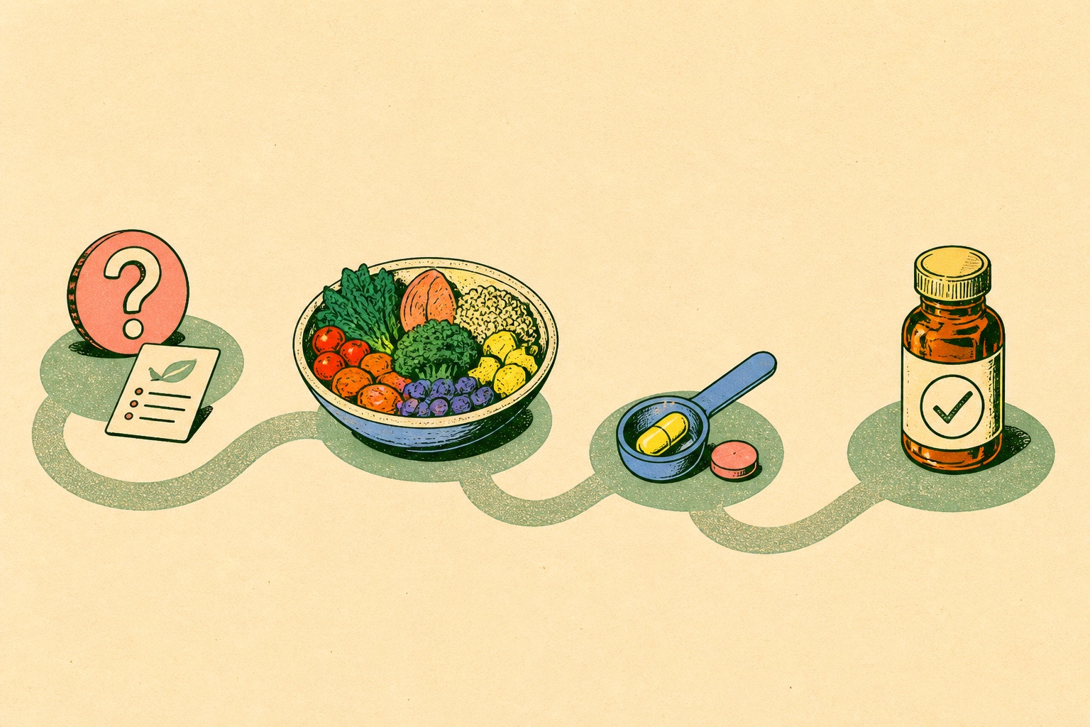 A four-stage path from identifying a need to food, appropriate form and dose, and product quality